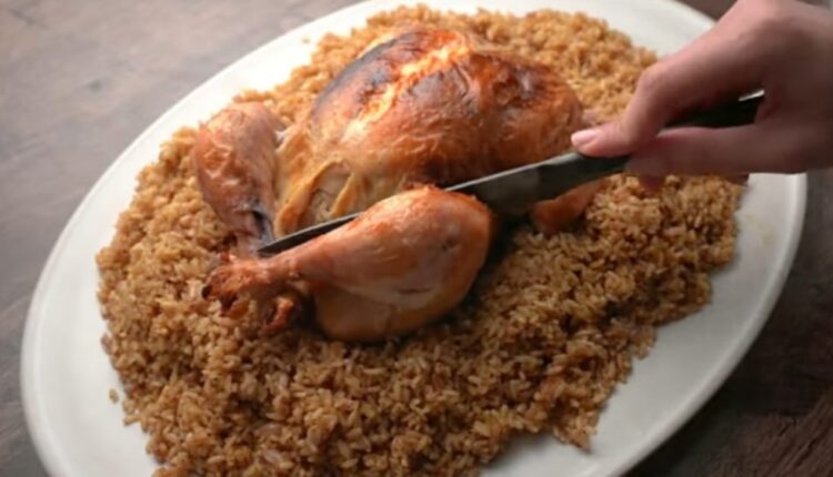 طريقة الدجاج المحشي أرز في الفرن